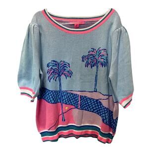 Lilly Pulitzer Vivie Sweater Ravello Blue Perfect Match Sz XL NWT  preppy Golf